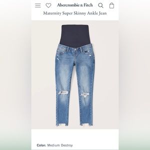 A&F Signature Stretch Denim Maternity Super Skinny Ankle Jean
